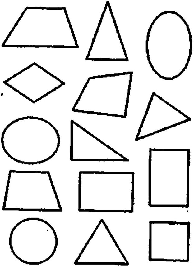 Розмальовки геометричні фігури з паперу різні фігури контур для вирізання з паперу